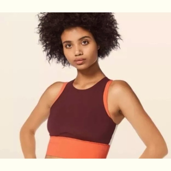 Lululemon Kick Serve Sweat Sports Bra Color lock Size 6 Luxtreme Red Orange - Picture 1 of 10